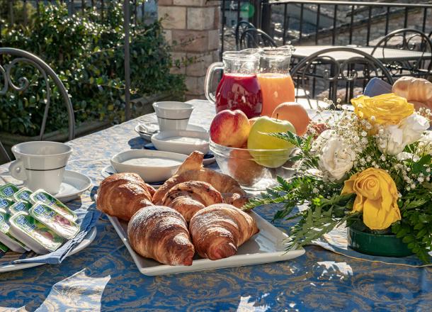 Rich breakfast on the terrace